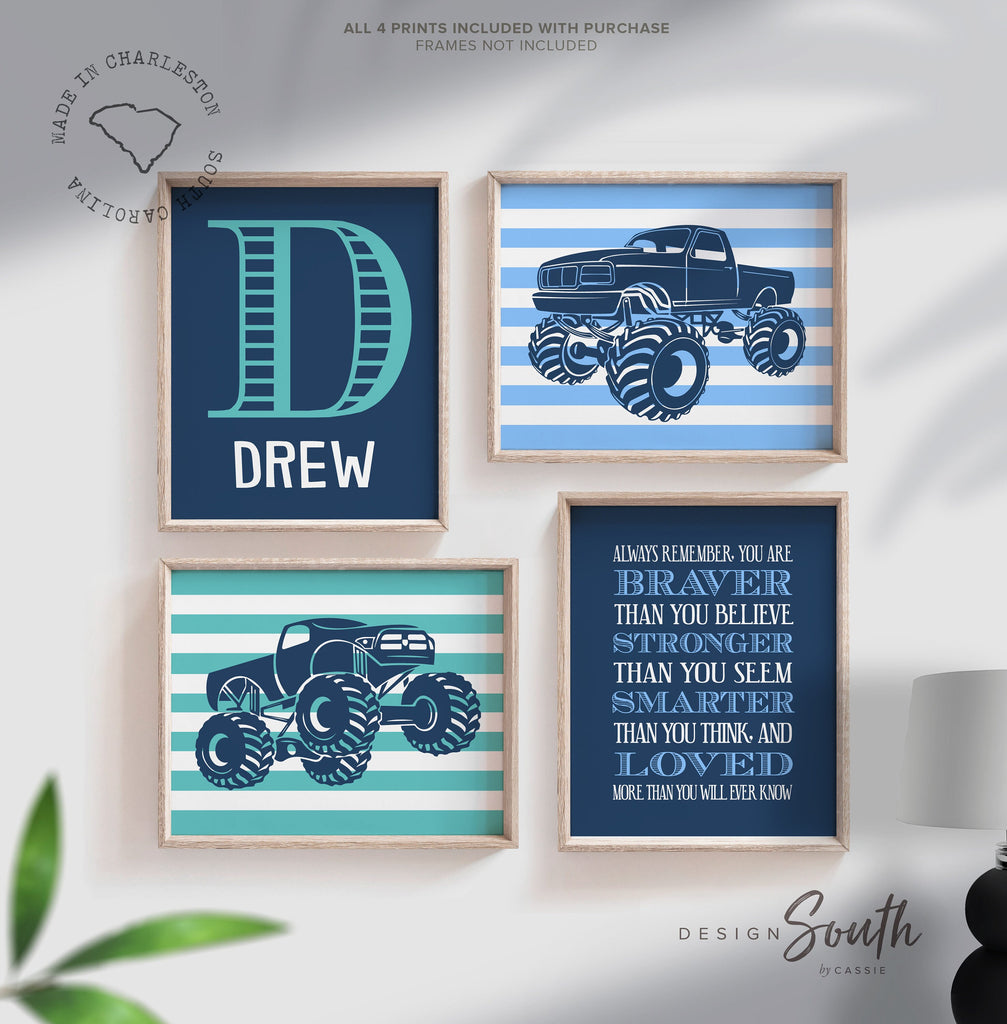 Personalized monster truck, monster truck bedroom decor, monster truck kids wall art, monster truck boys room decor, big monster truck theme