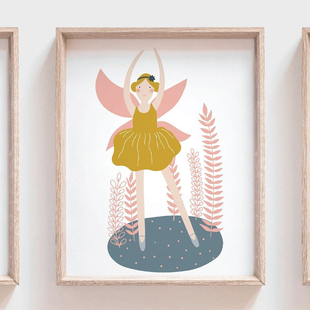 Ballerina nursery art, girls dance nursery bedroom decor, baby fairy ballerina dancer prints, pink blue girls dance art. dancing ballerinas