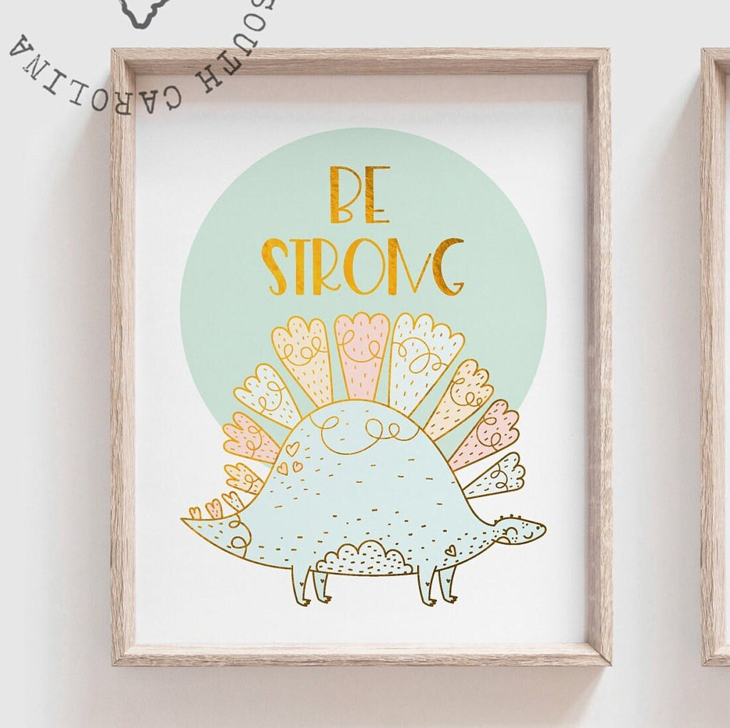 Pastel baby dinosaurs, inspirational girl wall art, girl dinosaur nursery, pastel orange pink gold, girly dinosaur pictures, cute dinosaurs