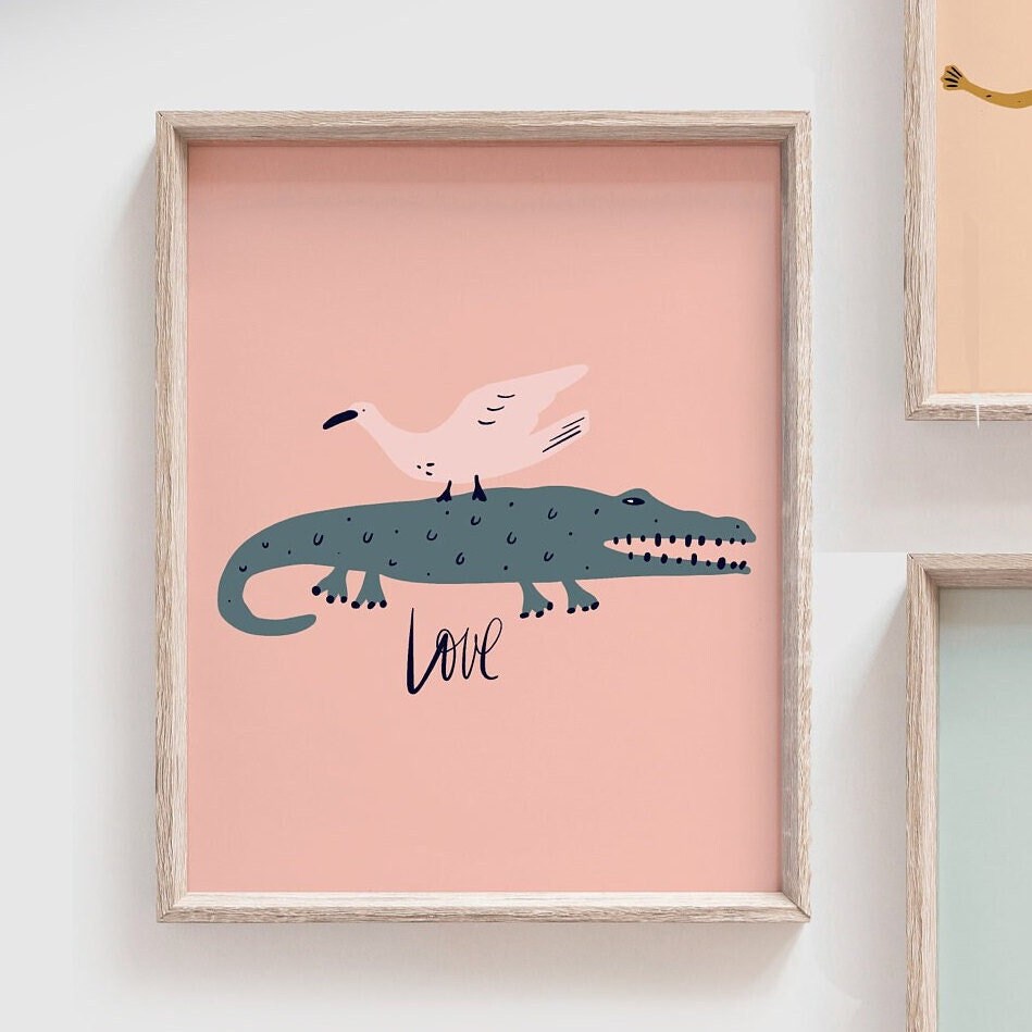 Pastel animal art, baby wall decor, floral safari animal art, baby animal art, safari nursery prints, modern jungle giraffe lion elephant