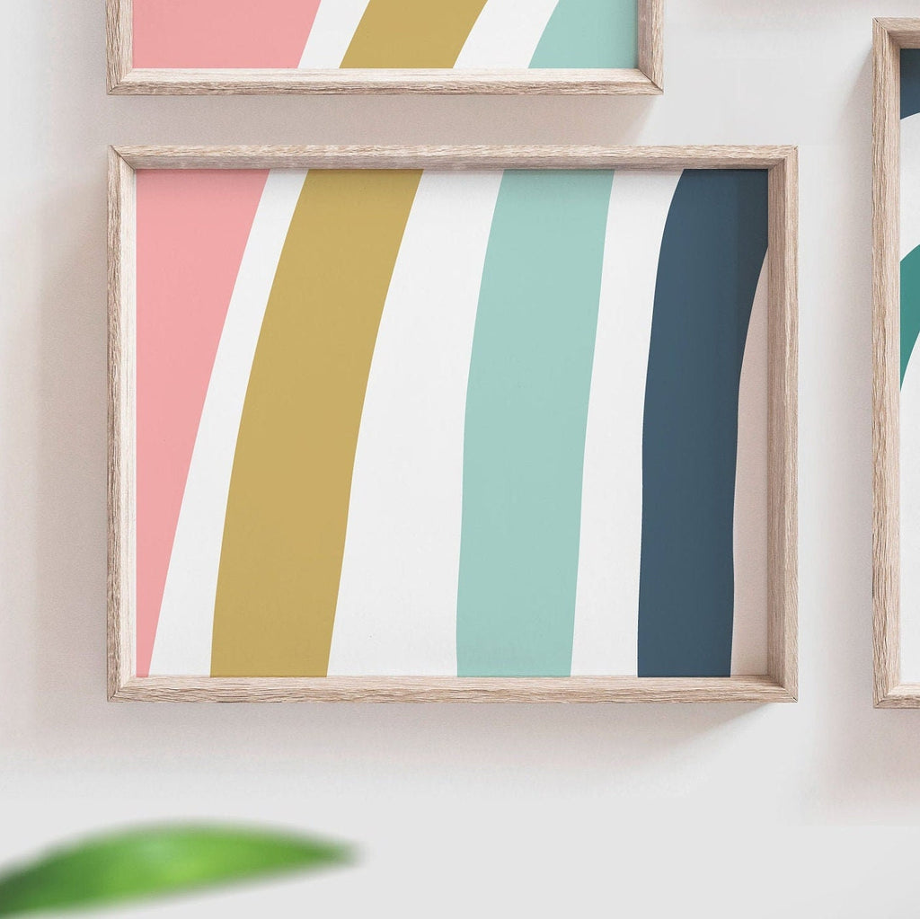 Girl nursery decor, modern wall decor for girls, love heart crown print set, rainbow themed nursery, bedroom wall decor little girl ideas