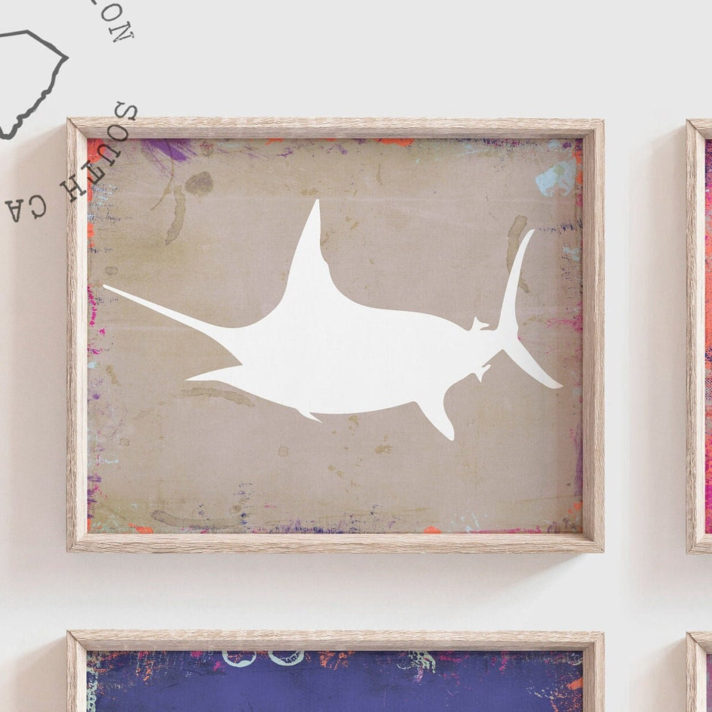 Coral and blue fish bedroom wall art, saltwater fish decor, room fishing theme, fish prints, fisherman art prints, fish nursery, fish decor