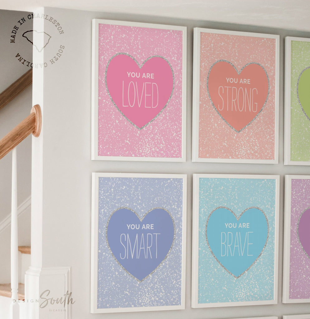 Girl room decor ideas, girl room themes, girls room wall decor, heart themed kid room, toddler girl bedroom art, little girl love pastel art