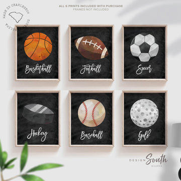 Sports wall art theme, sports decor for boy room, baseball basketball football golf hockey soccer ball, playroom wall athlete kid wall decor