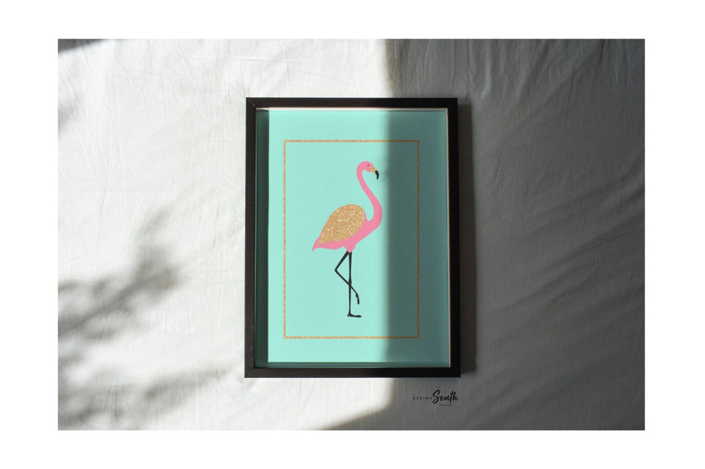 Teal pink and gold art, teal nursery prints, teal flamingo decor, pink teal and gold girls decor, pink aqua flamingo nursery personalized
