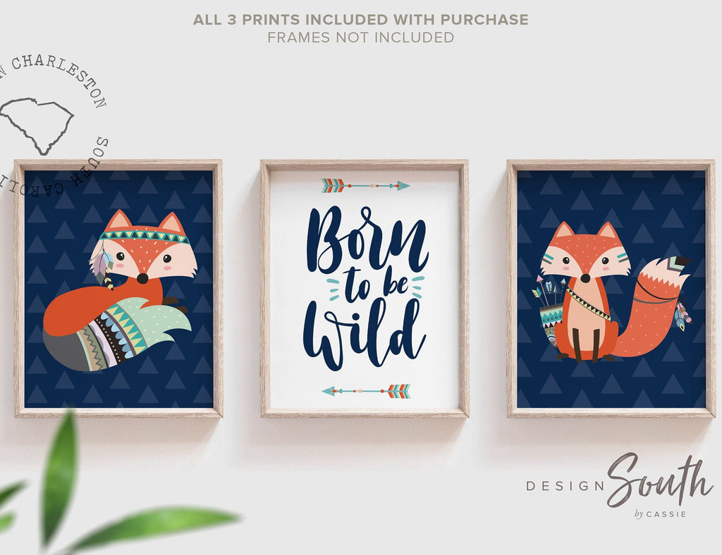 Tribal animals, boy nursery decor, wild child, nursery wall art, baby boy nursery, woodland tribal boy, fox nursery decor, wild child fox