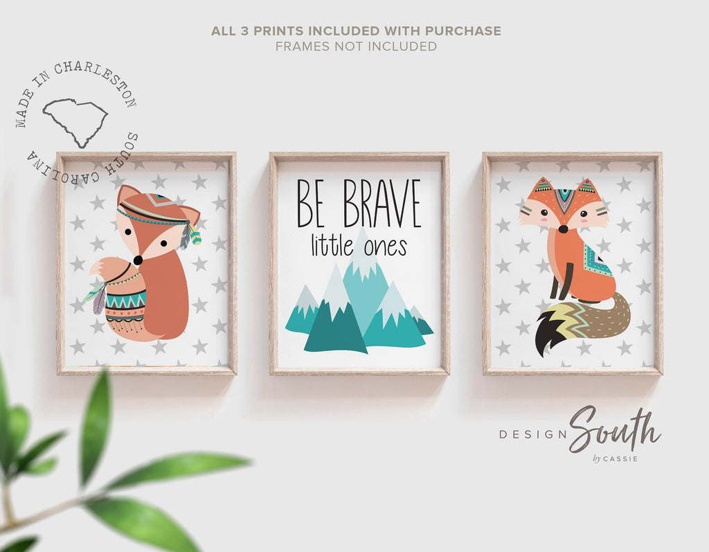 Twin woodland nursery, fox twins, neutral boy girl nursery, boy girl shared room decor, be brave little ones, kids playroom, twin baby gift