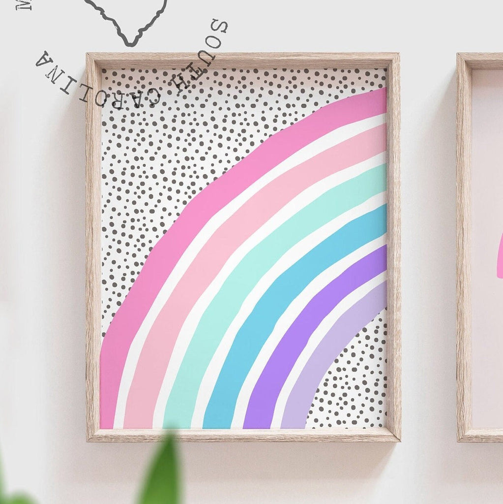 Girls nursery decor, personalized girls name nursery decor, pink purple and aqua nursery, girl monogram print, monogram decor, girls rainbow