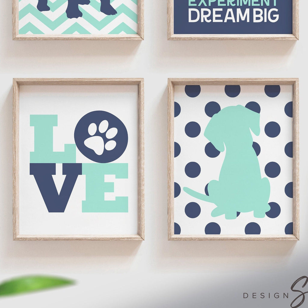 Boys puppy wall art, puppy nursery decor, puppy bedroom art, decor for boys wall, puppy theme for boys nursery, dog theme nursery, baby boy