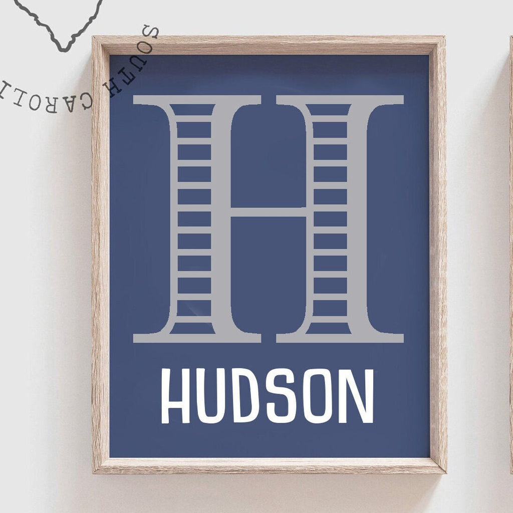 Blue dinosaurs, boys dinosaur room gray, dinosaur personalized, dinosaur customized bedroom wall art blue and gray, boys bedroom wall decor