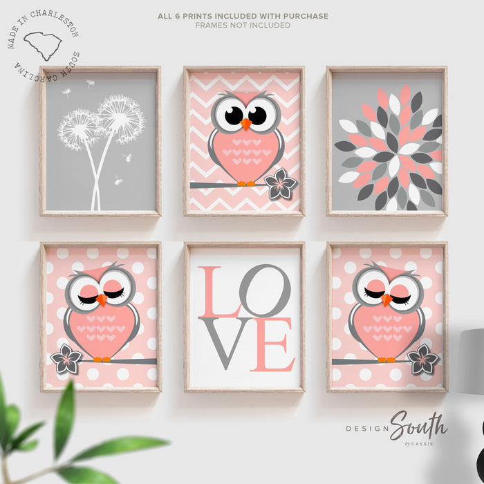 Purple owl, owl nursery decor, baby girls owl nursery wall art, purple room decor, purple and gray decor for nursery, love decor, flower