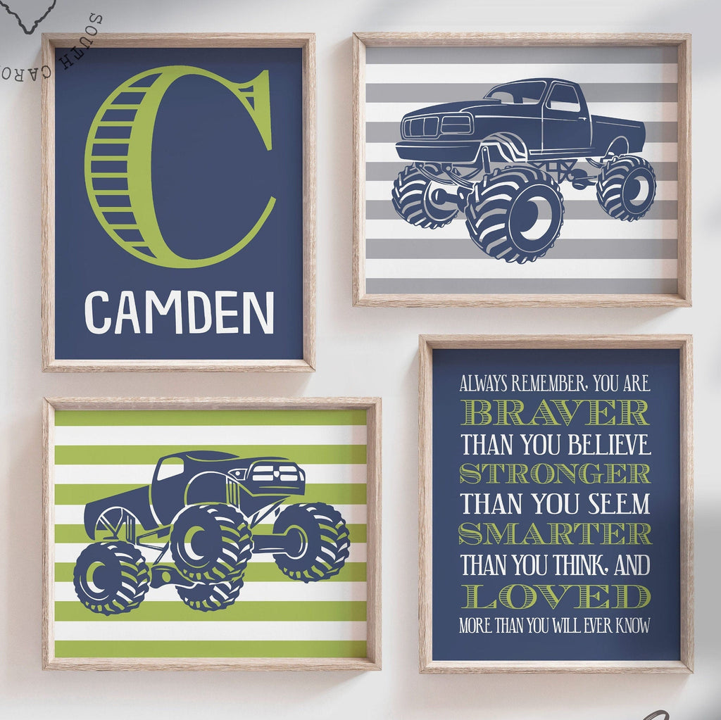 Big boy bedroom trucks, boys truck theme, monster truck theme bedroom wall art, monster truck prints for boys, truck art, truck decor boys