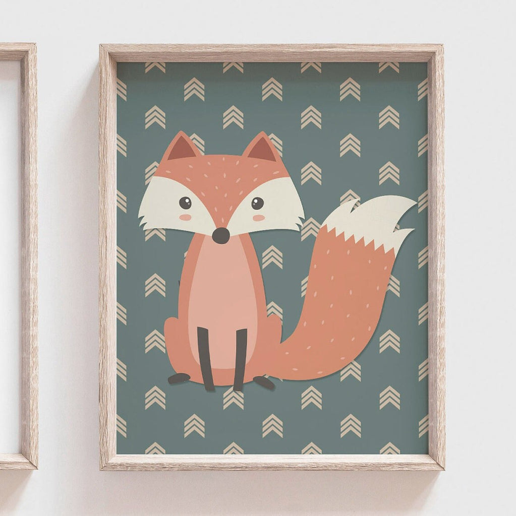 Baby boy fox nursery theme, woodland fox newborn gift be brave, boy nursery neutral gray woodland decor, fox boy nursery wall art print set