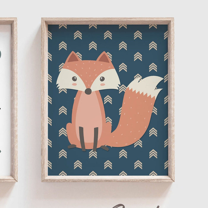 Baby boy fox nursery theme, woodland fox newborn gift be brave, boy nursery neutral gray woodland decor, fox boy nursery wall art print set