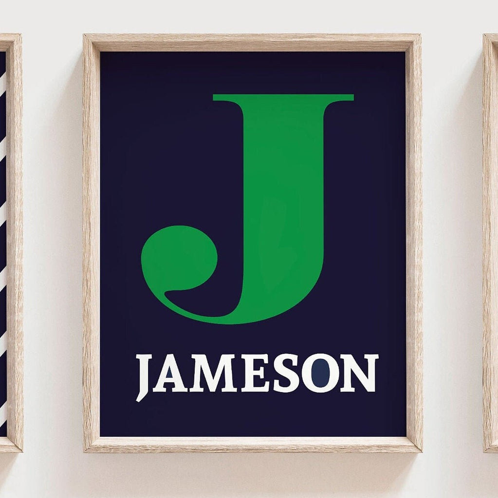 Boy's alligator nursery decor, navy blue and green nursery, personalized name decor, monogram for boys, alligator wall art, gators, name art