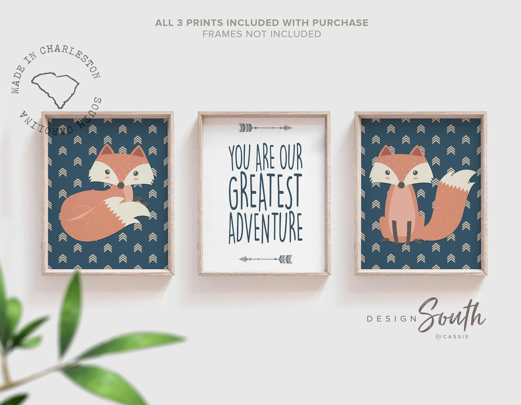 Greatest adventure nursery outdoors, arrows baby boy fox theme, woodland animal theme for kids bedroom, wall art big boy woodland, fox gift