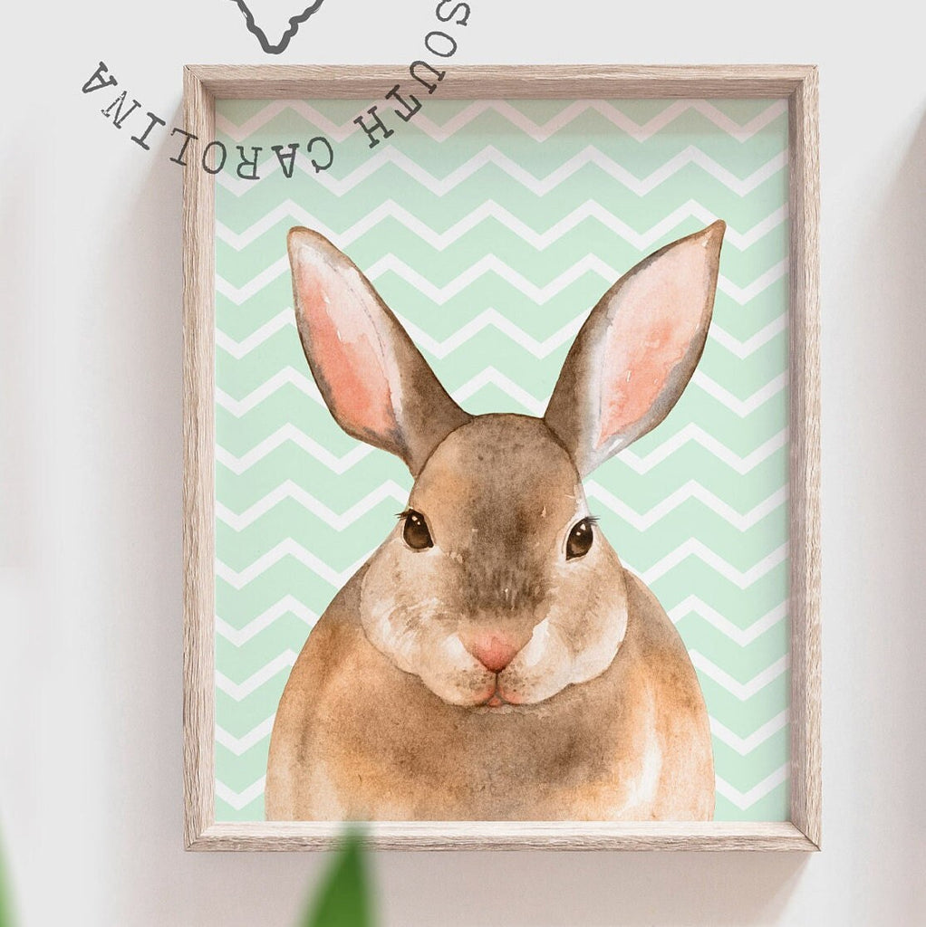 Gender neutral woodland, gender neutral animal art for nursery, unisex nursery, mint nursery, giraffe, deer, bunny, baby boy nursery decor