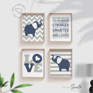 Navy and gray boys nursery, navy elephants, navy elephant nursery, nursery wall art for boy, boys elephant nursery art, nursery art for boys