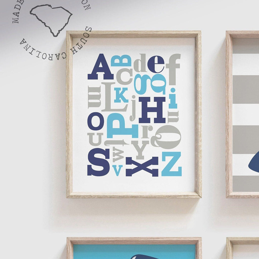 Boys sharks, shark room, wall art for boys, kids sharks, shark wall decor, wall art sharks, sharks gray and blue, abc, toddler shark art