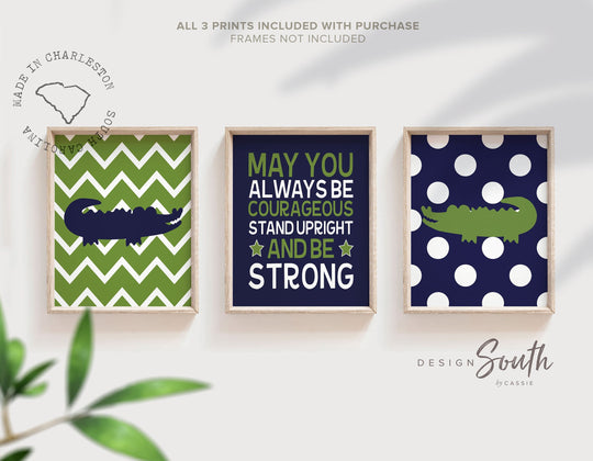 Alligator nursery decor, gator nursery decor for boys, navy blue and green nursery, quote for boys, boys nursery quote, chevron pattern, art