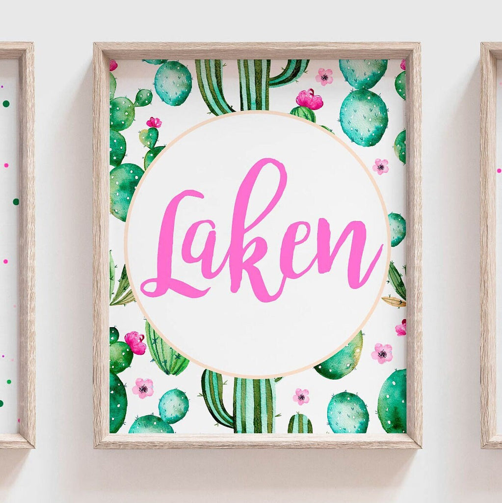 Cactus watercolor nursery, llama nursery decor, baby girl nursery art, boho nursery wall art, llama decor, llama baby shower gift, alpaca