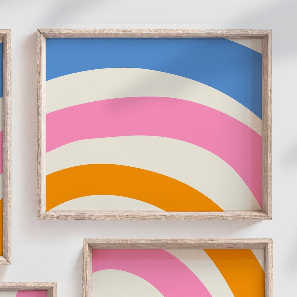 Girls retro nursery decor, rainbow heart pink orange blue nursery decor, decor for girls room, rainbow theme nursery, pink orange wall decor