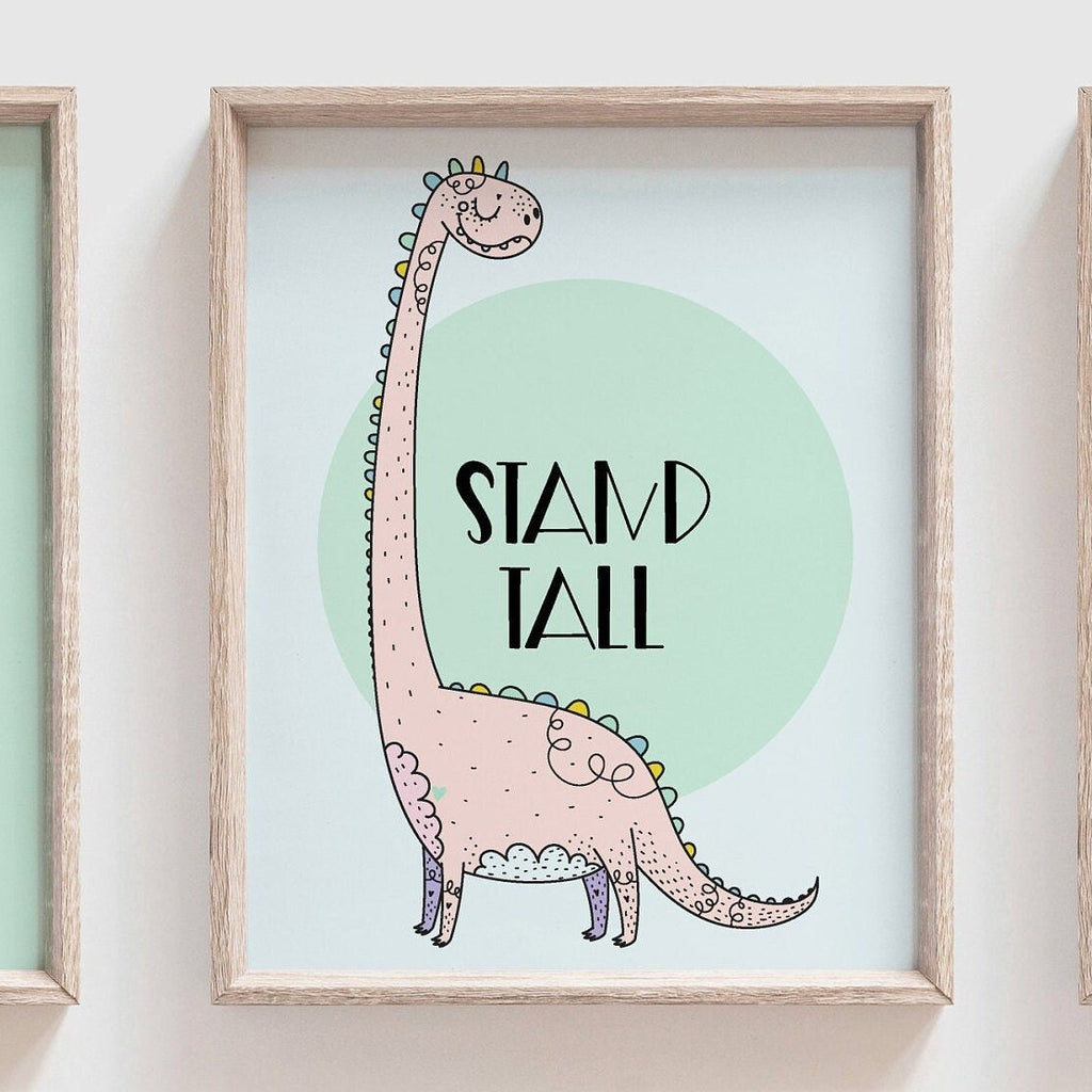 Purple mint green girly dinosaurs nursery art for girl, baby girl dinosaur nursery art, purple dinosaur gallery wall, dinosaur girl birthday