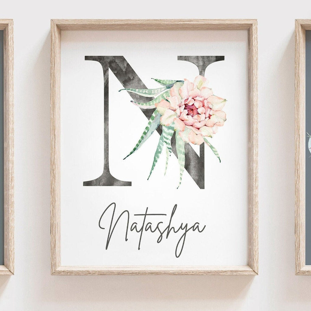 Nursery succulent decor, girl succulent art, girl bedroom cactus llama succulent theme decor, girl cactus decor, alpaca decor gray pink mint