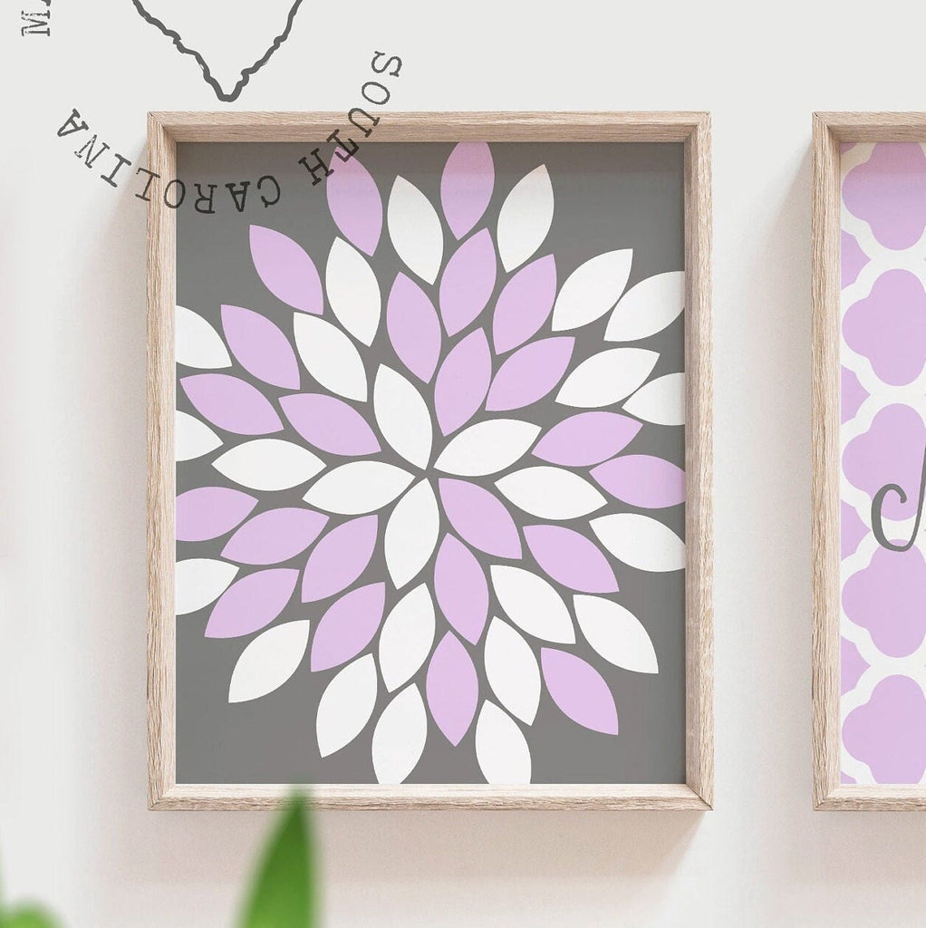 Lavender and gray nursery, monogram for girls room, purple wall art, girls wall decor, nursery decor newborn baby, monogram print, lilac art