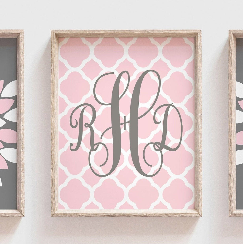 Baby girl nursery art, girls nursery decor, pink gray bathroom, baby girl wall decor, flower nursery, nursery art, pink nursery, pink gray