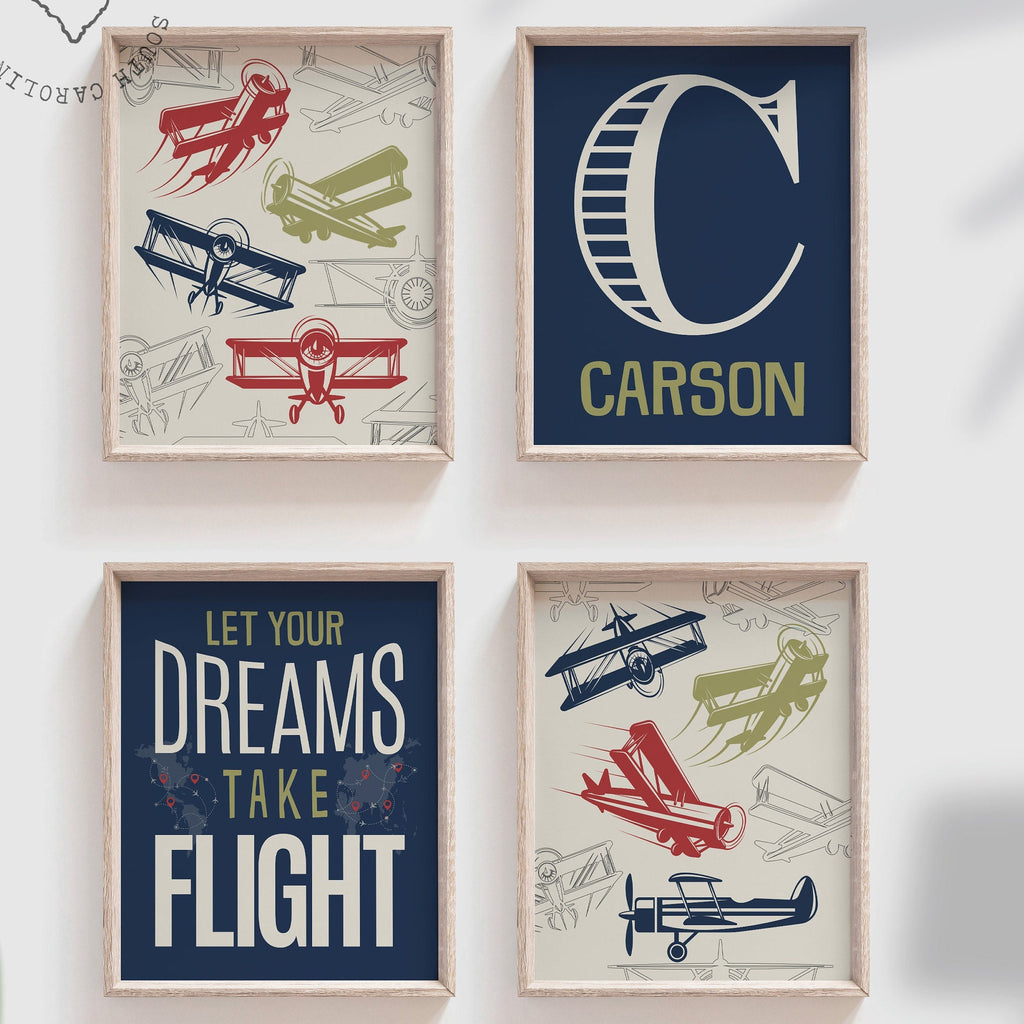 Airplane nursery art, aviation, boys nursery decor, airplane nursery, let your dreams take flight, boys aviation nursery, dreams take flight