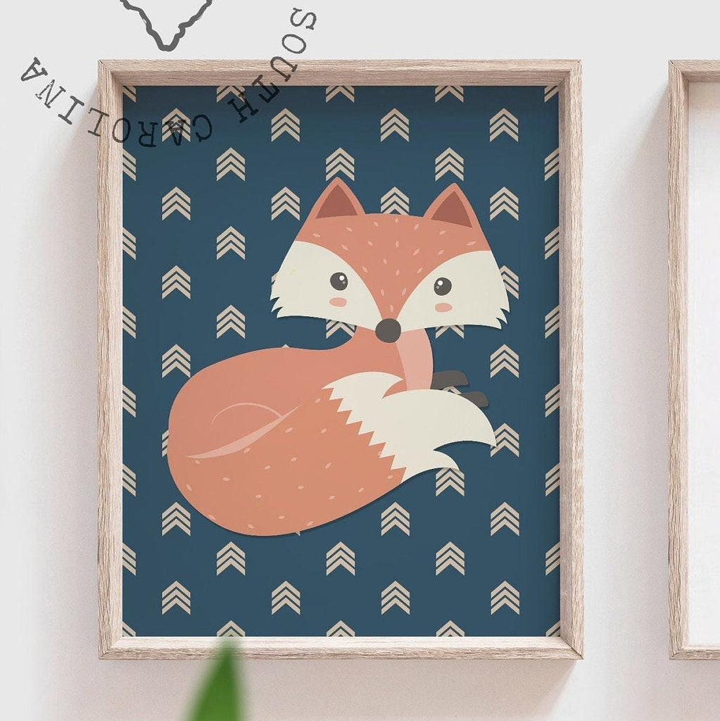 Boys name fox nursery, baby boy fox themed room, baby shower boy fox gift, big boy bedroom fox woodland monogram name, fox decor toddler boy