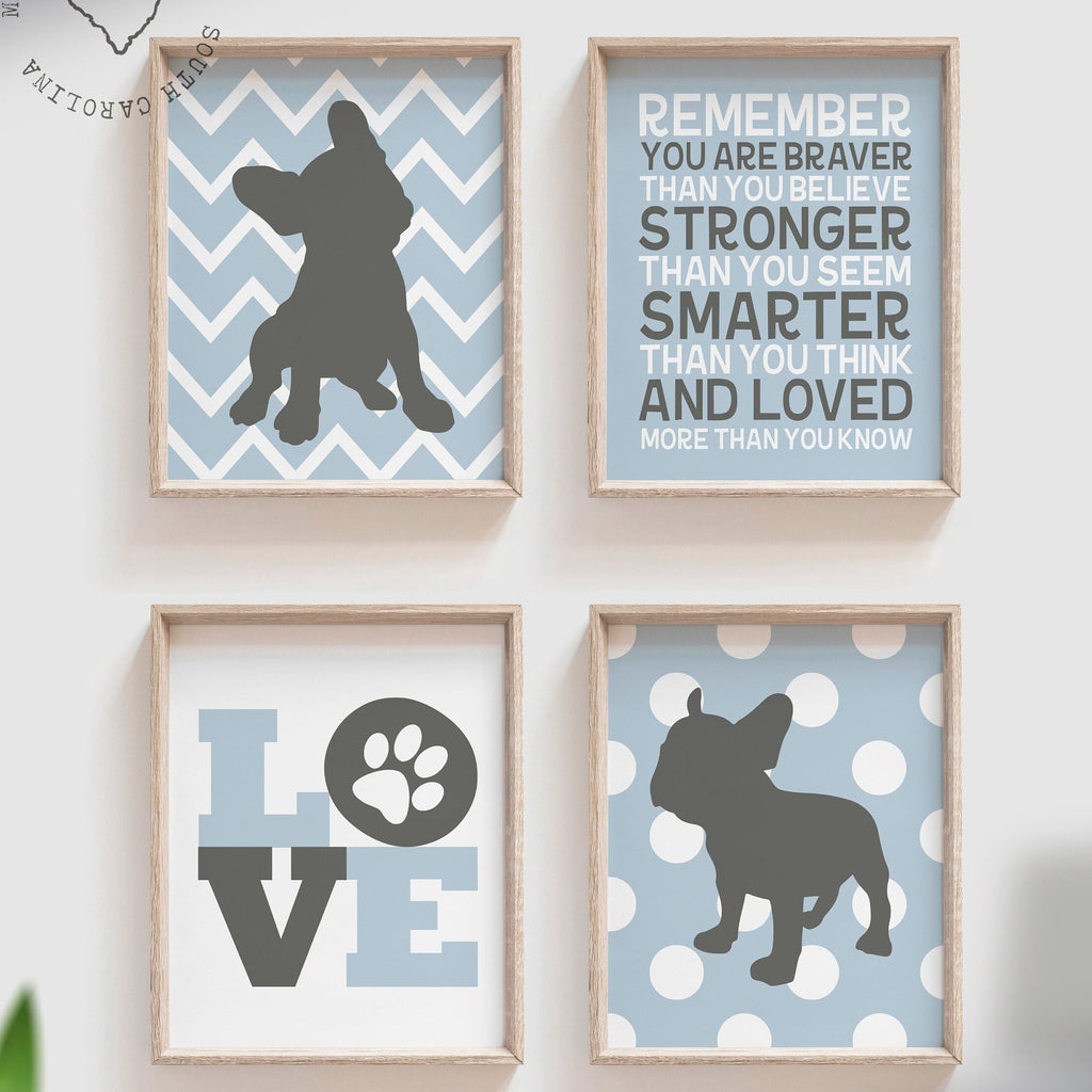 French bulldog nursery, baby boy bulldog nursery, frenchie nursery, bulldog boys bedroom, bulldog prints, bulldog art, baby blue puppy decor