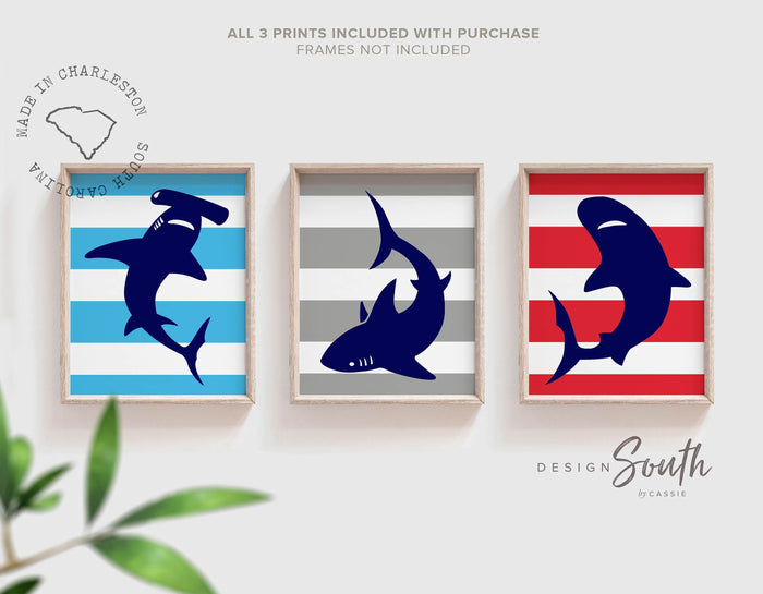 Kids room sharks, toddler shark room, shark decor, boy wall art, big boy bedroom, shark playroom, wall art for boy, bedroom decor, boys room