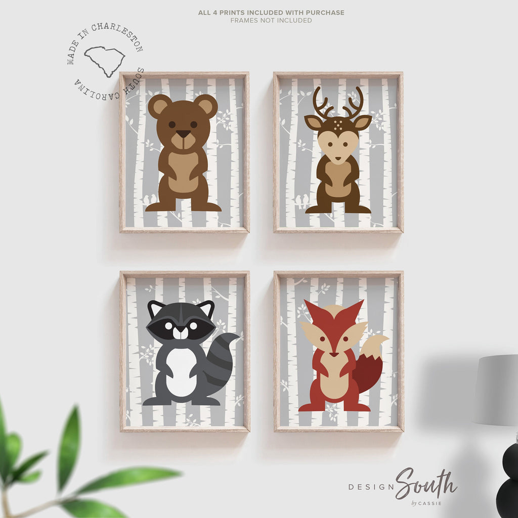 Playroom art, woodland big boy bedroom, boy bedroom art prints, woodland kids decor, children&#39;s animal wall art, bear fox deer big boy room