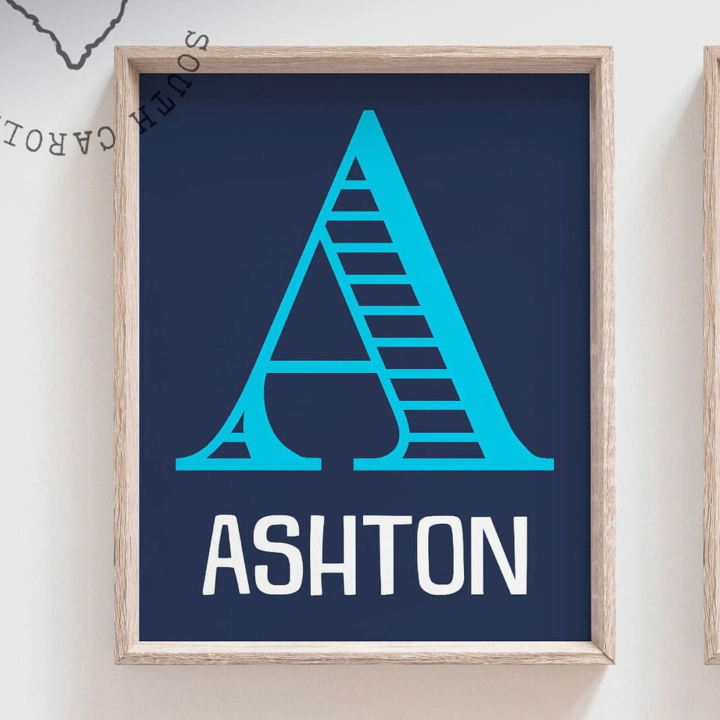 Orange blue dinosaur boys room art, dinosaur themed kids room, dinosaur themed bedroom decor, dino gift for boy, name art, toddler boy decor