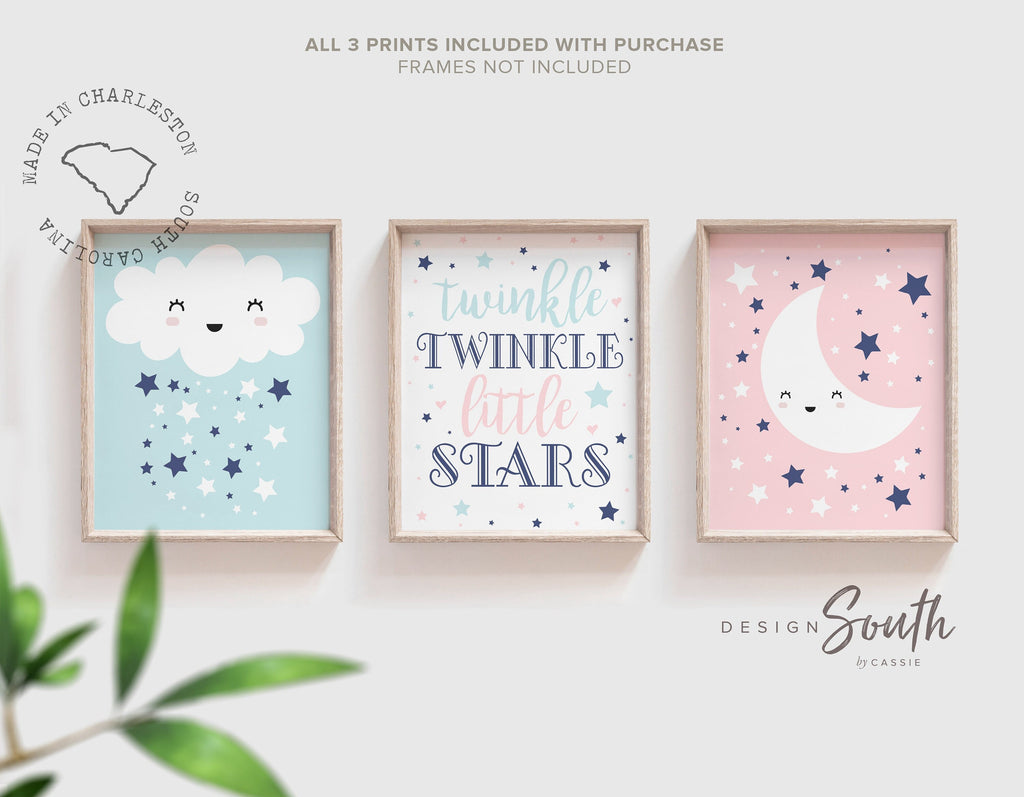 Pink blue twin nursery, pink blue boy/girl twin nursery, twin nursery wall art boy/girl, boy/girl nursery, twin art boy/girl, pink blue twin