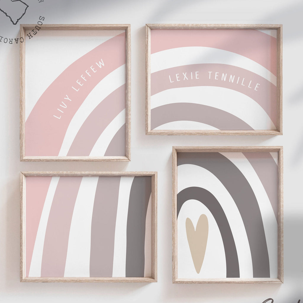 Pink gray girl twin decor, wall art for sisters, playroom decor for two girls, pink gray shared nursery art, baby girl twin art pink gray