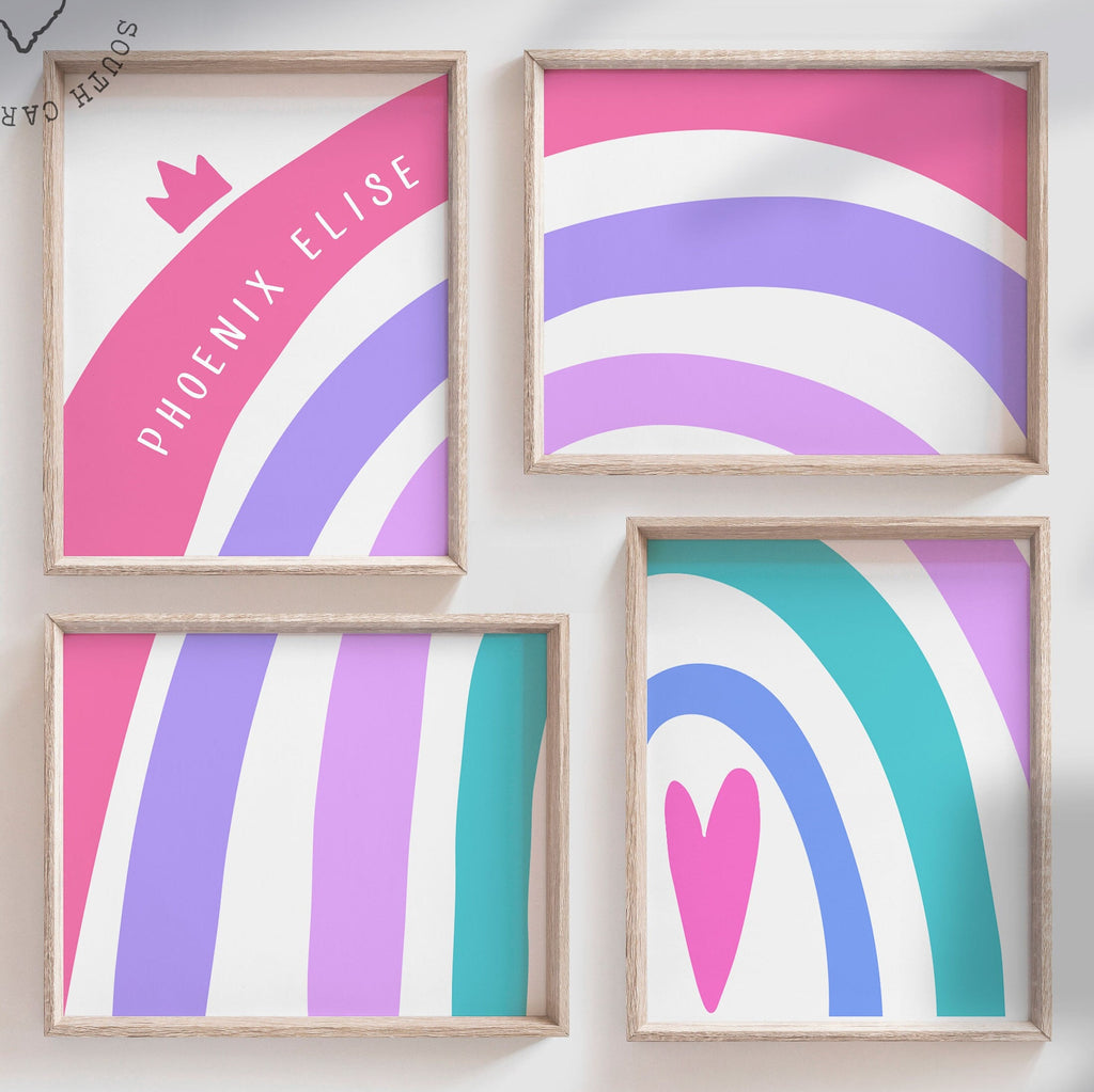 Girls rainbow room, wall mural bedroom ideas for girl, pink purple rainbow bedroom decor, nursery colorful rainbow, toddler girl room ideas