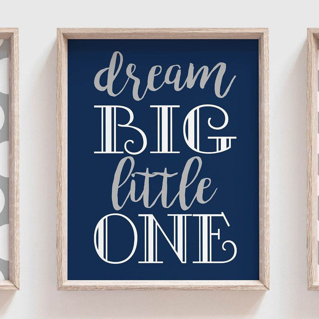 Navy blue and gray puppy dog nursery decor, baby boy puppy decor, puppy dog nursery art for boys, navy blue and gray, dream big little one