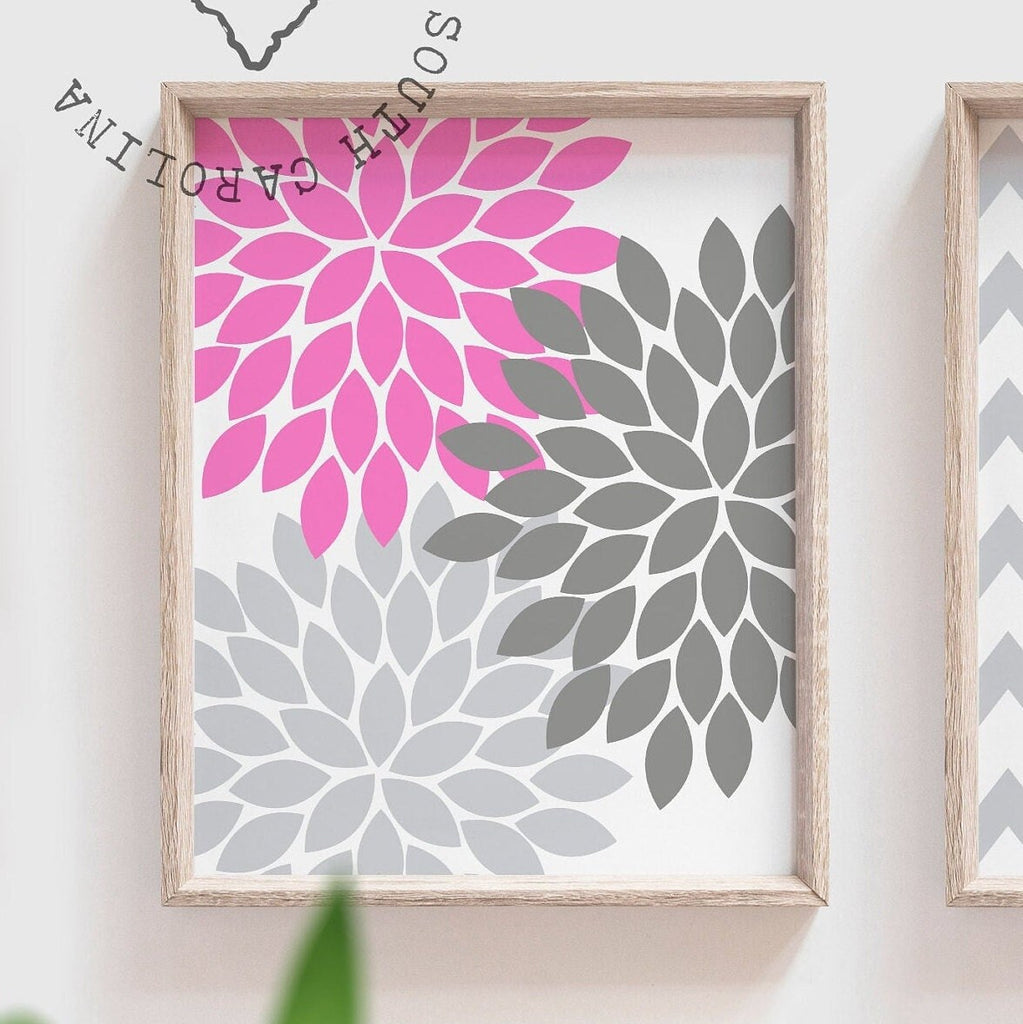 Pink girls monogram wall art, girl room art, girls bedroom art, kids name art, baby name print, hot pink girls bedroom art, girl room decor