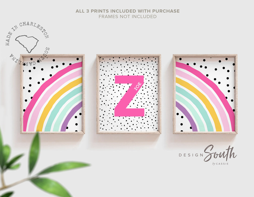 Pink rainbow nursery, rainbow theme baby shower, gift for girl, little girl bedroom name art, baby girl wall decor, rainbow themed nursery