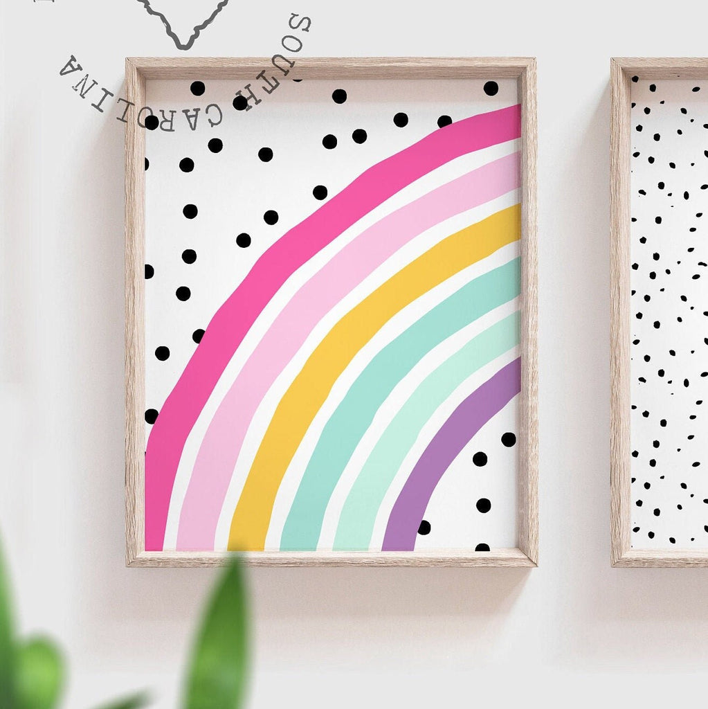 Pink rainbow nursery, rainbow theme baby shower, gift for girl, little girl bedroom name art, baby girl wall decor, rainbow themed nursery