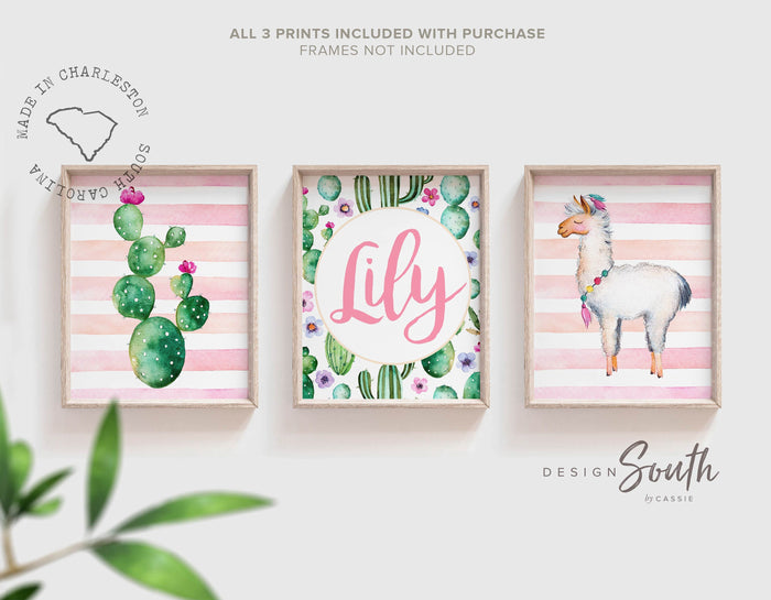 Llama nursery art, llama baby shower gift, llama themed room, llama nursery wall decor, llama wall art, baby room decor llama cactus art