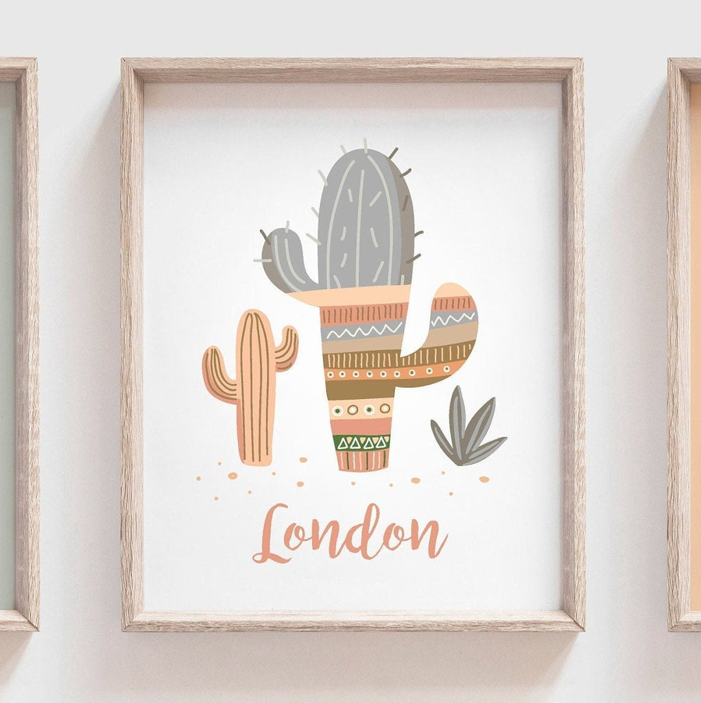 Girl's boho nursery decor, monogram print, girls nursery decor llama themed, muted earthy colors girls bedroom art, playroom llama girl name