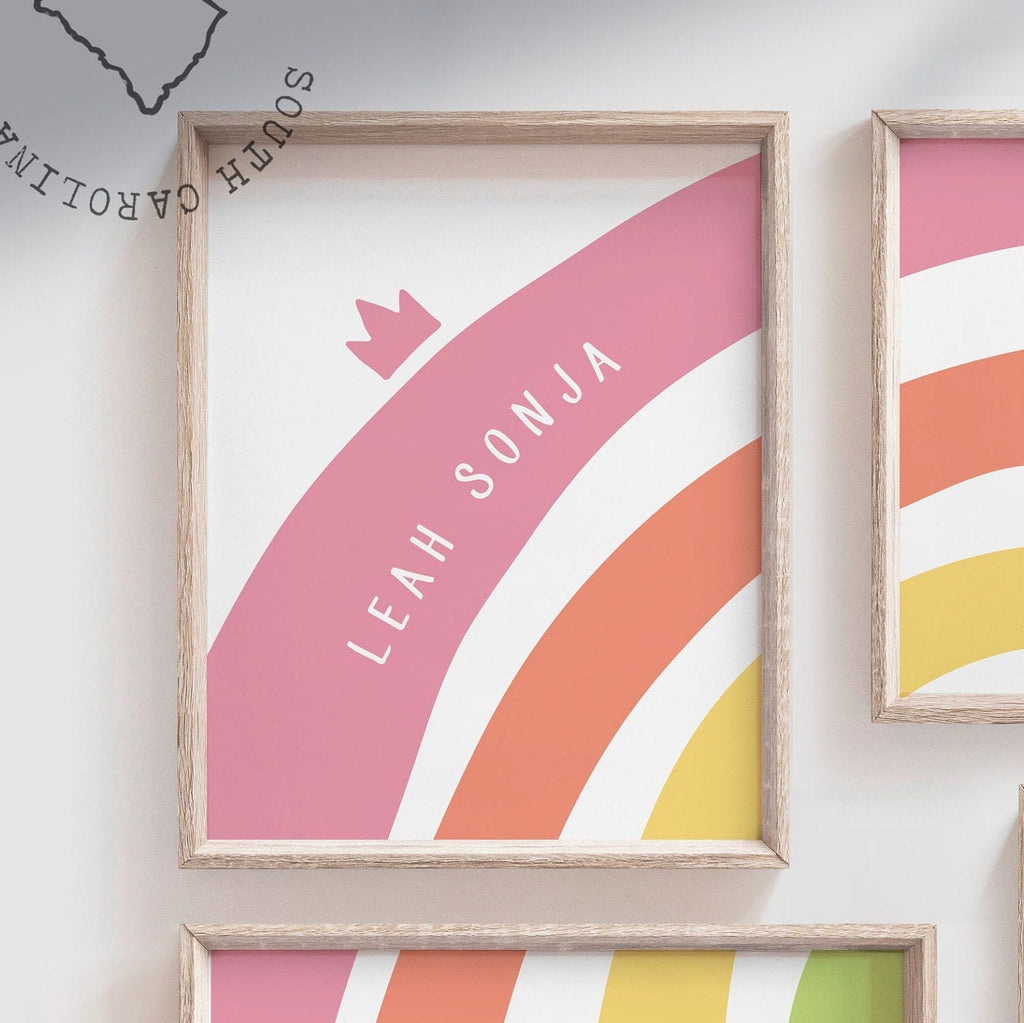 Girls nursery decor, pink rainbow monogram, playroom decor, monogram nursery decor, girl bedroom decor, girls rainbow room, girl nursery art