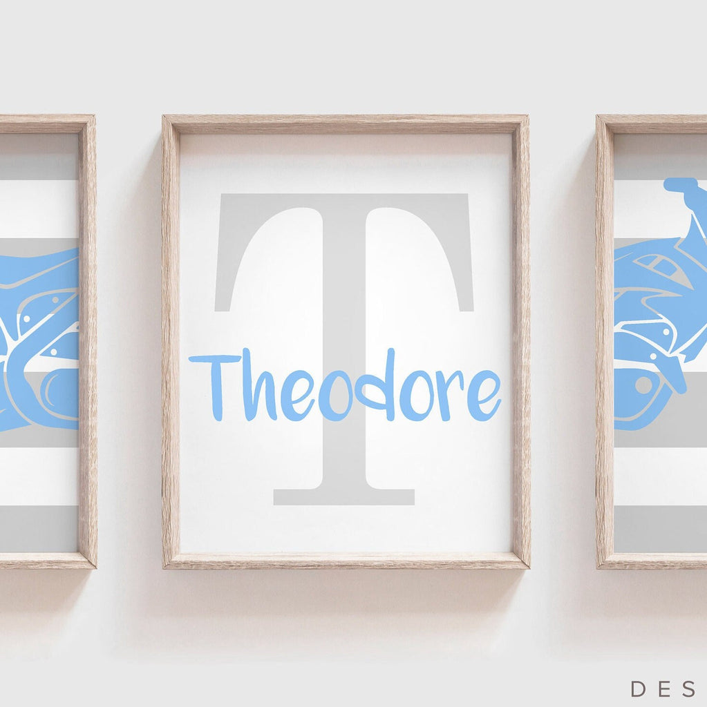 Baby blue and gray boys dirt bike decor, baby blue and gray bike nursery for boys, gray dirt bike art, gray dirt bike decor boy nursery gift