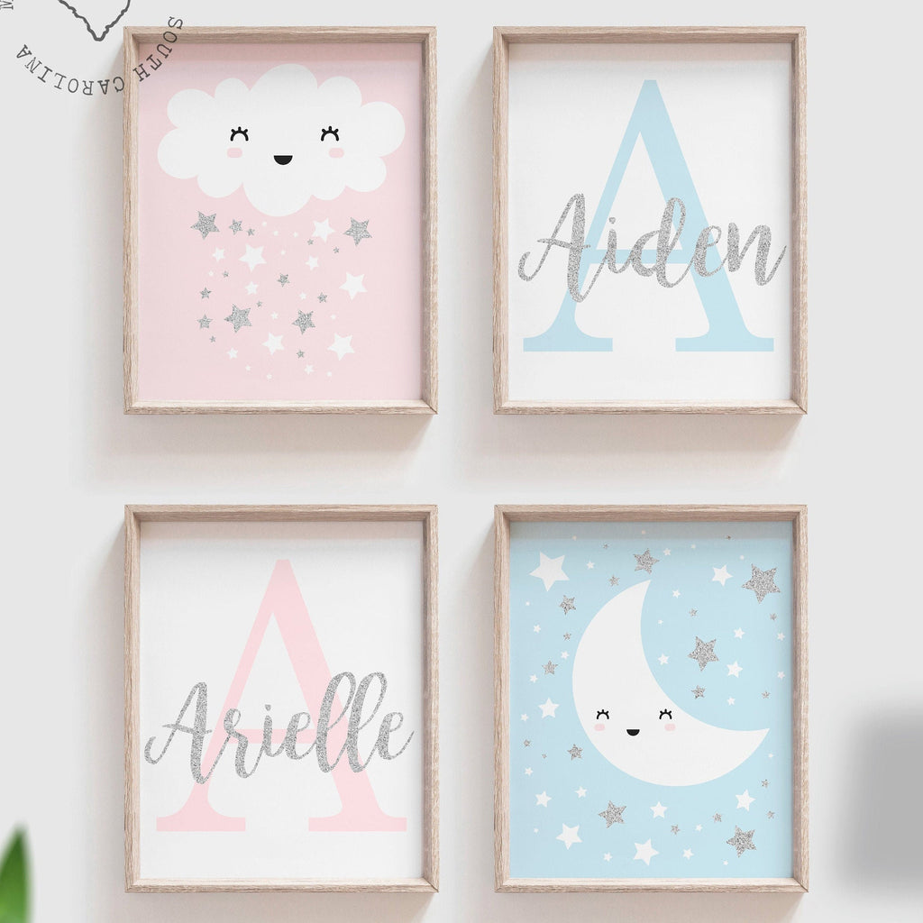 Pink blue boy/girl twin wall art, twin nursery art, twin baby art, art for twins, wall decor twins, girl boy twin nursery, boy girl twins