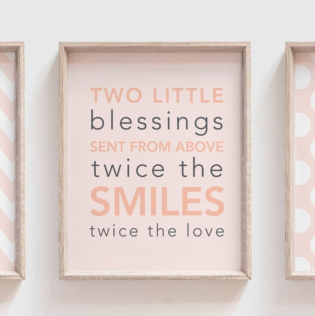 Sheep twin girl nursery decor, twin sister art, pink gold twin nursery wall decor, quote for twins, sheep twin nursery, gift for twin girls