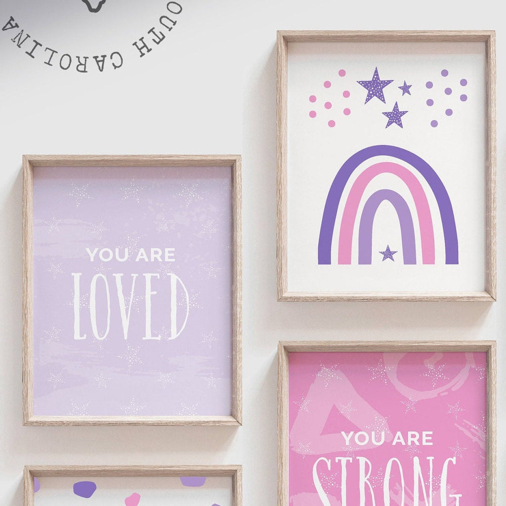 Puppies decor, baby girl puppy pink purple, gift for puppy lover little girl, puppy nursery pictures, pink puppy print art, pink puppy wall